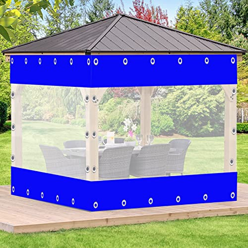 Telone impermeabile blu resistente per esterni, con occhielli, pannello in PVC, per pergolati, terrazze e tende, in plastica trasparente, 4 x 2,5 m