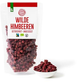 PAKKA – Framboises bio, issues du commerce équitable, séchées au soleil, non huilées, sans soufre ni sucre ajouté, cueillette sauvage, petits producteurs de Samarcande en Ouzbékistan, véganes (125 g)