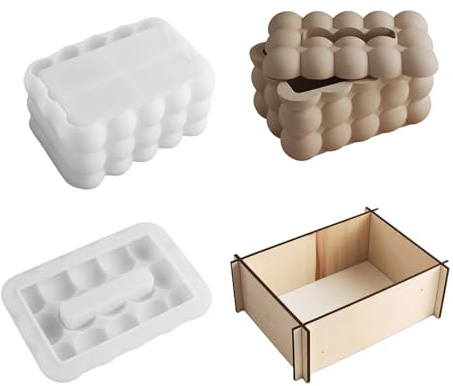Moule de boîte en silicone robuste avec couvercle amovible pour projets de résine et organisateur de bijoux portable, créez un moule en silicone