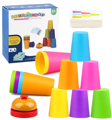 Yegookay Doubble Stapelbecher Quick Stacks Erwachsene Ab 1 Jahr Kinder 1/2 Jahre Stacked Cup Battle Sport Stapelbecher mit Klingel Baby Stacking Stacking Becher Steckturm