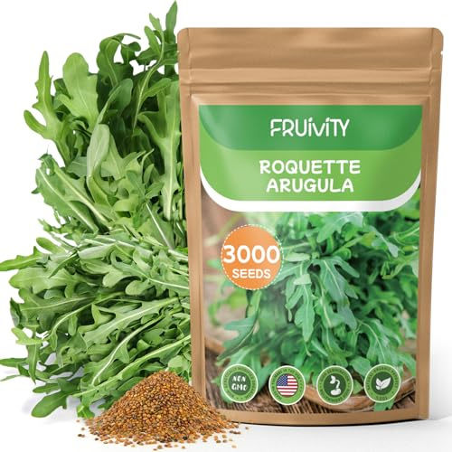 Fruivity 3000+ Heirloom Fruivity Arugula Seeds for Planting - Non-GMO Heirloom Seeds, Fast Growing, Cut-and-Come-Again, for Baby Greens, Hydroponic, Container & Outdoor Garden