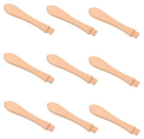 BESPORTBLE Lot De 15 Poignées De Rechange En Bois Pour Fourchettes Et Cuillères Enfants Poignées Plates En Bois Kaki Pour Cuillères Tout-Petits