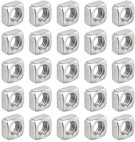QUARKZMAN Tuercas Cuadradas M8-1.25x6.5, 304 Acero Inoxidable Tuercas Cuadradas De Roscado Grueso Para Reparaciones Del Hogar E Ingeniería Profesional, Plateadas, 60 Piezas