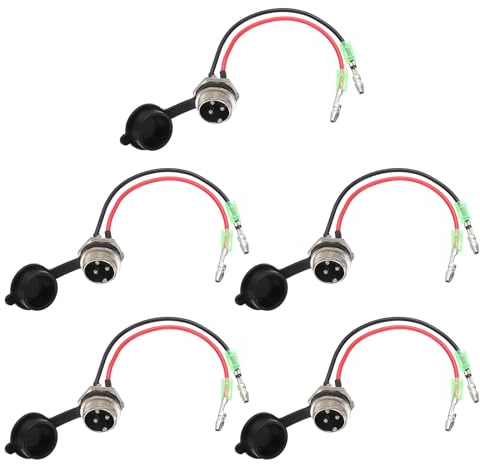 sourcing map 5 Pcs 3 Pin Electric Scooter Charging Port, Aviation Head Electric Scooter Charger Port with Terminals Waterproof Cover for E-Scooter Battery Charging, 5.71 Inch