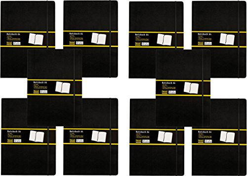 Idena 10053 - Notizbuch DIN A4, 192 Seiten, 80 g/m², blanko, schwarz (10er Pack)