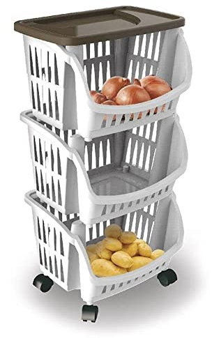 bama Küchenwagen mit Rollen Küchenrollwagen Roller Küchentrolley Küchen Rollwagen Rollregal Küchenwagen schmal eckig Weiß Aufbewahrungswagen