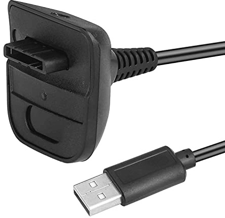 CABLEPELADO Ladekabel für die kabellose Fernbedienung, kompatibel mit Xbox 360, USB-Ladegerät, kompatibel mit Xbox 360, 4800 mAh, USB 2.0, 1,8 m langes Kabel, Schwarz