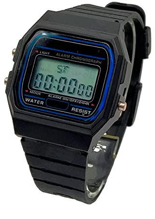 BDM - Reloj clásico Casiopea Original para Hombre Mujer, niña o niño de Pulsera Digital con Alarma. Un Regalo Vintage. - Negro