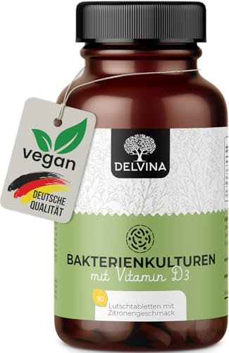 DELVINA Combatti l'Alitosi - 90 Pastiglie vegane per l'Igiene Orale senza Collutorio né Puliscilingua - Alito Fresco - Colture Batteriche con Vitamina D3 contro l'Alitosi, Limone, Scorta di 3 Mesi