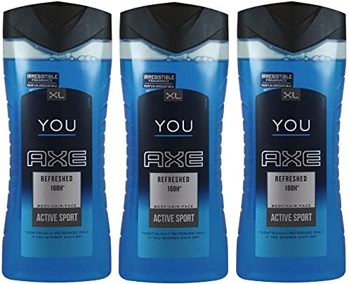 3 x Axe Shower Gel/Body Wash 400ml - Refreshed You (Active Sport)