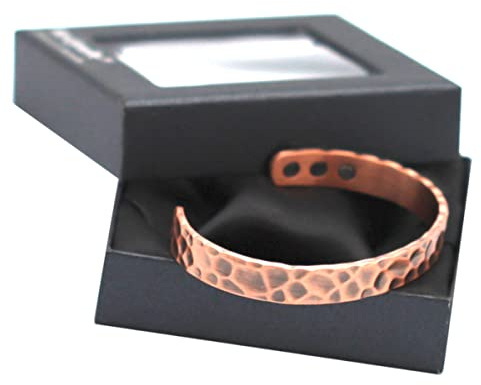 Bracciale in rame massiccio martellato magnetico, color ambra