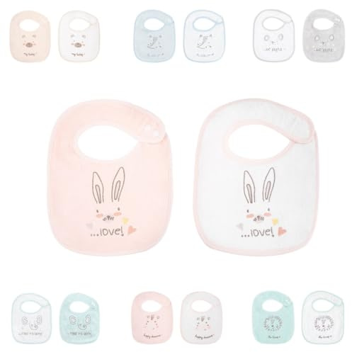 Kikkaboo Babylatz Frottee 2-teiliges Set, Lätzchen, Druckknopf, 100% Baumwolle, Farbe:orange