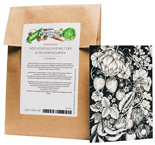 Set de tarjetas de felicitación - Magic Garden Seeds Highlights - 10 postales con el motivo: Delicias del mundo de las verduras antiguas