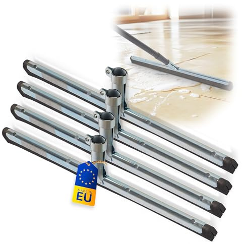 Novatool 4X Fliesenabzieher Dusche 45 cm Boden Wasserabzieher für Boden Garten Bad Fliese Glas Terrasse Fenster Auto Wasserschieber Edelstahl Boden Pool Badabzieher XL breit Abzieher - ohne Stiel