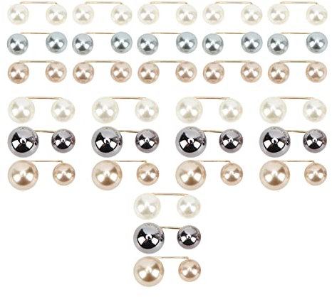 Cyrank Brosche Pins 30 Stück, Kunstperlen Brosche Pins Pullover Schal Pins Anti Exposure Ausschnitt Sicherheitsnadel 3 Farben für Frauen Mädchen Hochzeit Schmuck