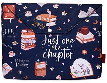 Just One More Chapter Buchhülle, Buchschoner mit Reißverschluss mit gepolstertem, Buchhüllen für Taschenbuch, 27,9 x 22,9 cm, Buchhülle für Buchliebhaber