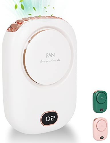 Gukasxi Handheld Mini Portable Fan - USB Rechargeable Neck Hanging With Waist Clip - 3 Speeds, Quiet, Strong Airflow for Desk, Travel, Office, Outdoor Sport (White)