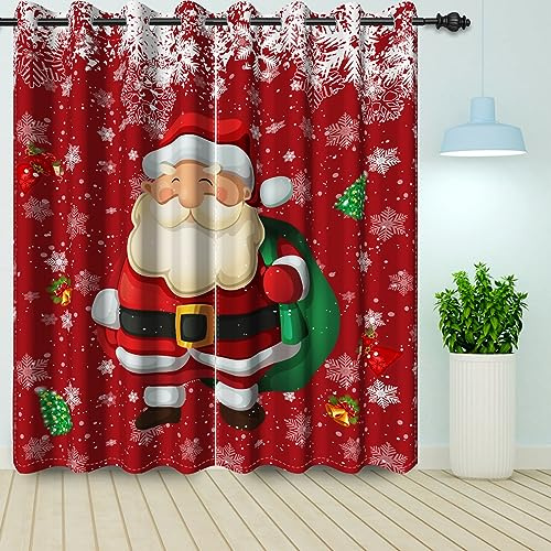 Bovlleetd Winter Weihnachten Fenster Vorhänge Weihnachtsmann Xmas Baum Schneeflocke Rot Blackout Vorhang für Schlafzimmer Fenster Behandlung Vorhänge 2 Stück 117x183cm