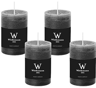 4er Set Adventskranzkerzen Rustik Marble Kerzen durchgefärbt mit Abbrandschutz Grau 90 x 58 mm