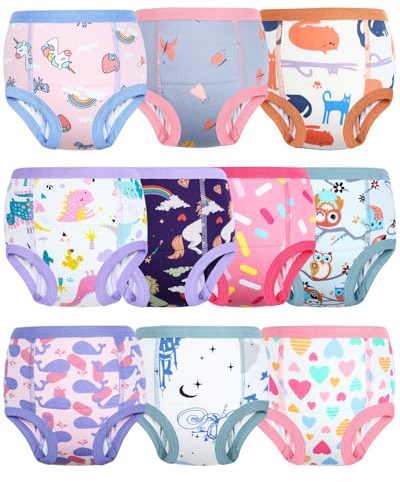 FLYISH DIRECT Calzones de Entrenamiento 10 Paquetes, Bragas de Aprendizaje Niños, 100% Algodón Absorbentes Pantalones de Entrenamiento para Niñas 7 Años, Rosa