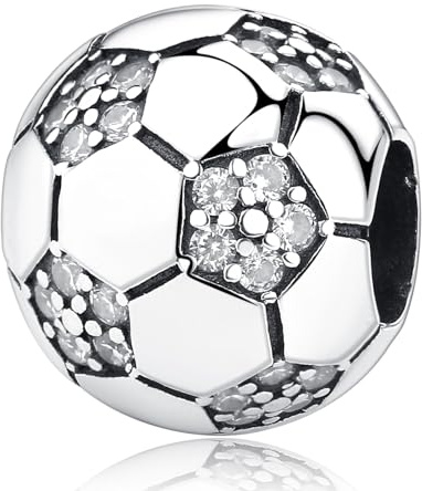 Nbsameng S925 Joyería Colgante de Plata de Ley para pulseras y collares Pandora, un Regalo Festivo para Señoras, Fútbol