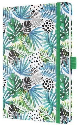 SIGEL J5355 Wochenkalender Jolie 2025, Green Jungle Fever, ca. A5, Hardcover, Gummiband, Stiftschlaufe, Einstecktasche, 174 Seiten, vegan, Buchkalender, Terminplaner