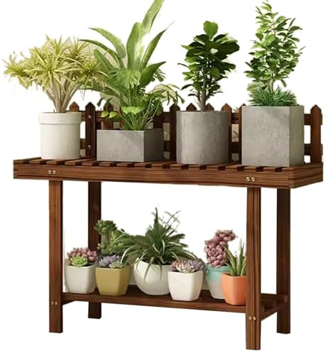 Puesto De Flores para Balcón Soporte para Plantas De Madera Multicapa Soporte para Plantas Suculentas De Interior Banco Largo para Flores Soporte para Macetas De Patio (S : 97x25x58cm)