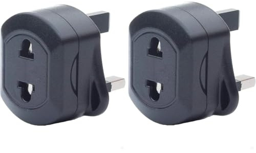 EU 2 Pin To UK 3 Pin Adaptor Plug Converter Electric Socket 2 Pin To 3 Pin Charger Europe European Shaver for Travel Universal Home useable (Black, Pack of Two)