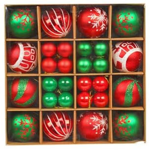 44/42 Stück Weihnachtskugeln, bemalte Weihnachtskugel-Sets, Dekoration, galvanisierte Kugel-Anhänger, Weihnachtsbaum-Anhänger, für Weihnachtsbaum (Stil 3)