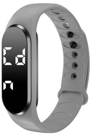 Schrittzähler Armband Herren Digital Uhr Armband Fitnessuhr ohne app und handy Schrittzähler Uhr Damen Digitale Armbanduhr Damen mit Messung des Schrittes, Kalorienverbrauchs und der Distanz, Grau
