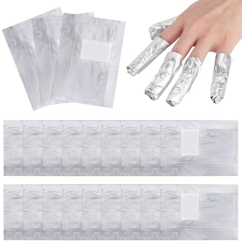 Mynoozi 100Pcs Aluminium Foil Nail Wraps, Gel Nail Removal Foils, Nail Foil Aluminium Wraps Remover Nail Remover Foils for Fast & Gentle Soak Off Gel Polish Removing