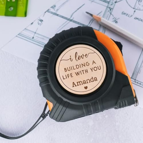 Mètre ruban personnalisé gravé pour lui, anniversaire, Saint-Valentin, maris, outils de Saint-Valentin pour homme, Noël (orange)