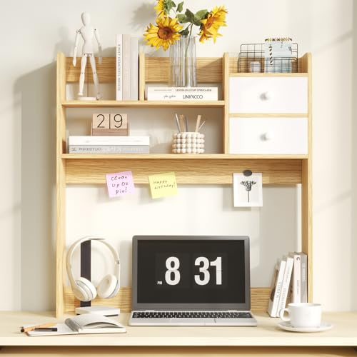 YGYQZ Schreibtischrega für Computer Monitore bis zu 27 Zoll mit 4 Fächern | Klein Schreibtisch Regal als Organizer für Zuhause, Büro, Schlafsaal