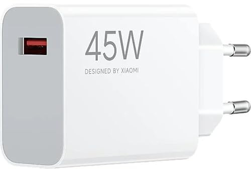 Xiaomi Caricabatterie 45W Turbo Charging, Alimentatore da Muro USB-A, Ricarica Rapida per Smartphone e Tablet Xiaomi e Redmi, Compatto e Leggero, Protezione Multipla, Colore Bianco (Versione Europea)