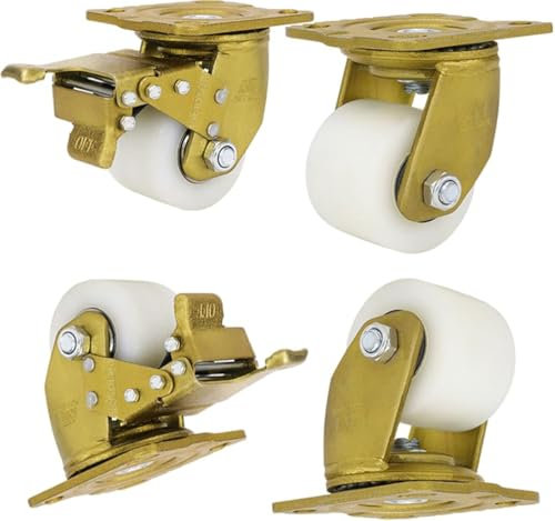 ZHENCHAO Ruedas giratorias para Trabajo Pesado Ruedas para Trabajo Pesado Placa Base Engrosada Blanca Ruedas para gabinetes de Muebles con cojinetes de Bolas Dobles Ruedas giratorias para c