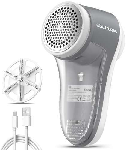 Beaustral Rasoir À Bouloches Rasoir Électrique Rechargeable 6 Lames avec 9000 TR Min Puissant pour Vêtements Rembourrage Couettes Textiles