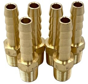 6 Pcs Hose Barb Fittings, 1/4 Barb to 1/8 NPT Male Thread Hose Attachments for Compressor, Fuel, Oil, Gas and Air