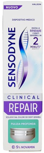 Sensodyne Clinical Repair Pulizia Profonda, Dentifricio per Denti Sensibili, inizia a riparare i Denti Sensibili in 2 minuti*, 75ml
