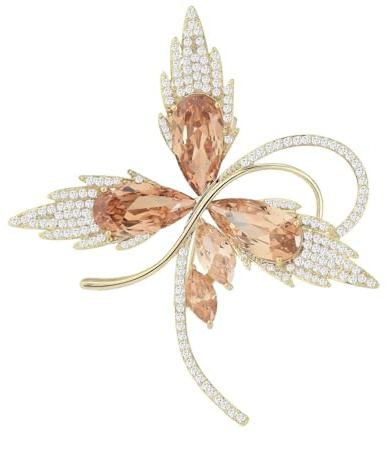 Vbvbip Elegante Naturbroschen-Kollektion für Damen - 6 Stile, darunter Blumen-, Baum- und geometrische Designs mit Edelsteinen, zum Valentinstag, zur Hochzeit oder zum täglichen Modeaccessoire