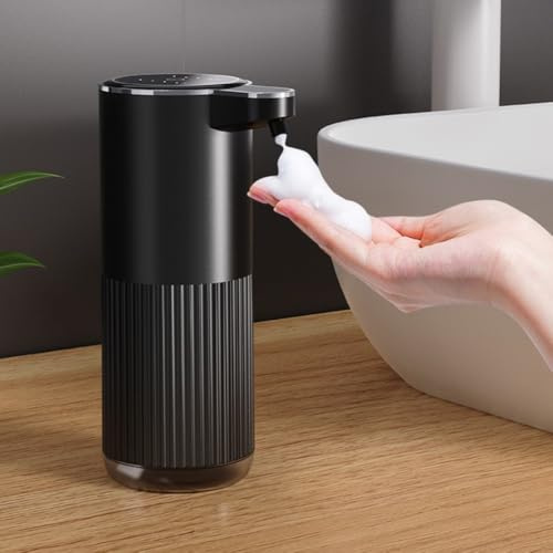 Dispenser automatico di sapone, ricaricabile, senza contatto, dispenser di sapone in schiuma, 200 x 114 x 66 mm, IPX5, impermeabile, per cucina e bagno (modello in schiuma nera)