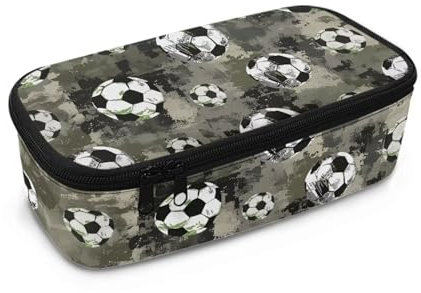 Tiasarato Federmäppchen für Kinder, großes Fassungsvermögen, Reißverschluss, Organizer mit Netztasche, leichte Schreibwarentasche, Reisen, Trendiger Fußball, Münztasche