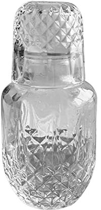 Capezzalette set di caraffa con vetro, brocca di vetro vintage da 540 ml e tazza da tenere accanto al letto per una bevanda a mezzanotte, decanter in vetro per il bagno (UN)
