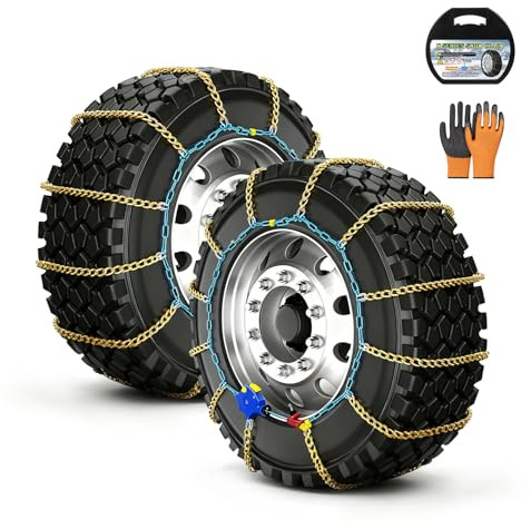 AutoFixing Snow Chains - Tire chains for cars, trucks, and SUVs, with quick 1-minute installation. Titanium-enhanced high-carbon manganese steel for outstanding wear resistance.Set of 2(HLN130)
