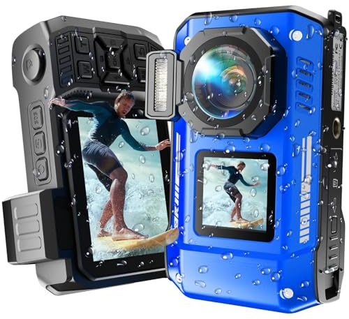 MaxMango D50 8K 70MP Camara Digital - 33FT Camara Acuaticacon Tarjeta de Memoria de 64 GB, Camara de Fotos con Zoom Automático de 18X, A Los Golpes y al Polvo, Adecuado para Snorkeling - Azul