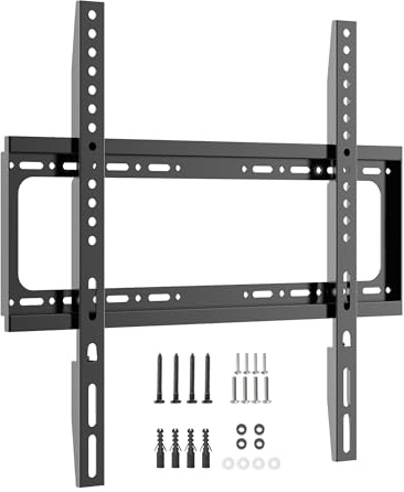 IndoTeam TV Wall Bracket for 26 inch to 63 inch Screens – Fixed TV Wall Mount for Flat Panel TVs – Ultra-Slim Low Profile Universal Brackets VESA 200 x 200mm to 400 x 400mm up to 50KG - Black