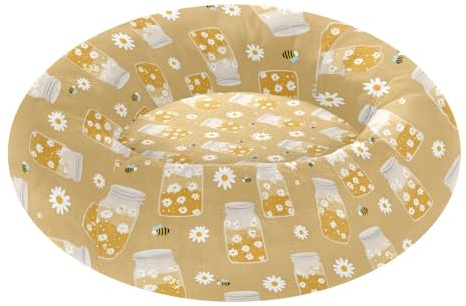 EtherSpher Honey Jar Bee Daisy Warm & Soft Pet Cat Beds fluffier Dog & Cat Cushion for Extra Small Size Pets Sleeping cama de pelotas para perros