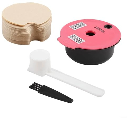 Vasiumic Reusable Coffee Capsule Pod with Silicone Lid for Tassimo Machines, Refillable Filter Basket for Tassimoo Series, 12g Capacity, Includes Spoon(B)