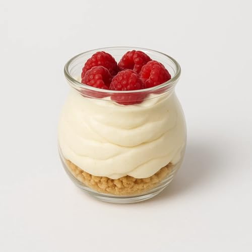Chefline Reusable Round Belly Dessert Jar 147ml (5fl oz) Hard Plastic Mousse Cup, Food Grade Serving Bowl for Pudding, Parfait, Jelly, Tiramisu, Wedding & Party Buffet (20)