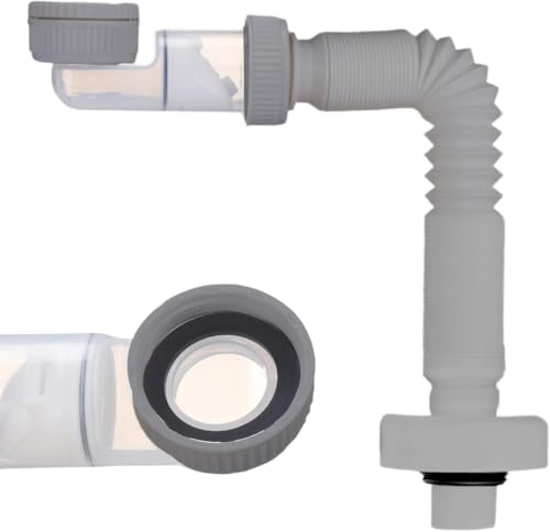 Dexpally Siphon Lavabo Extra Plat 1 1/4, Évacuation Extensible 38-93 cm, Anti-Odeurs & Gain de Place, Compatible Lavabo de Salle de Bain, Cuisine, Tuyau de Vidange Réglable et Remplaçable (Gris)