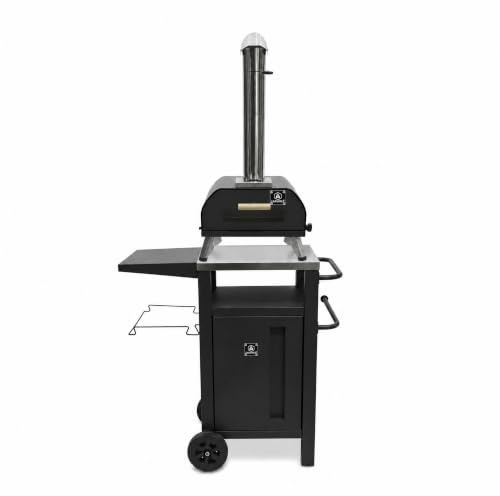 Paquete de Horno de Pizza con Carro Barbacoa | Horno de pizza rotativo 30 cm, Carro barbacoa práctico, Accesorios incluidos, Fundas protectoras, Cocción a leña